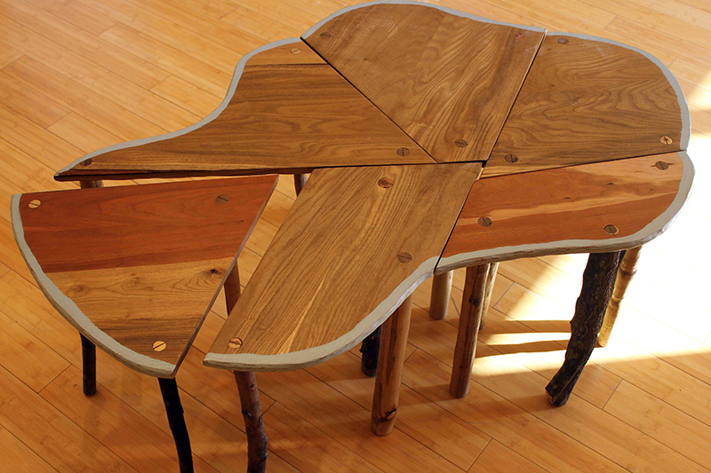 wooden table artwork