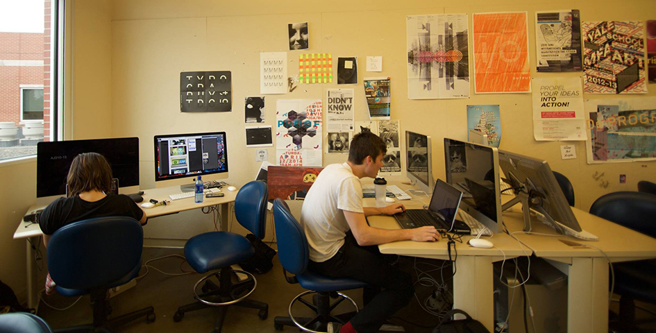 visual communication studio with students at computers