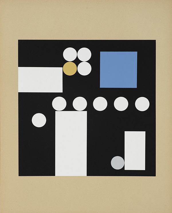 serigraph by Sophie Taeuber-Arp of circles, squares, and rectangles