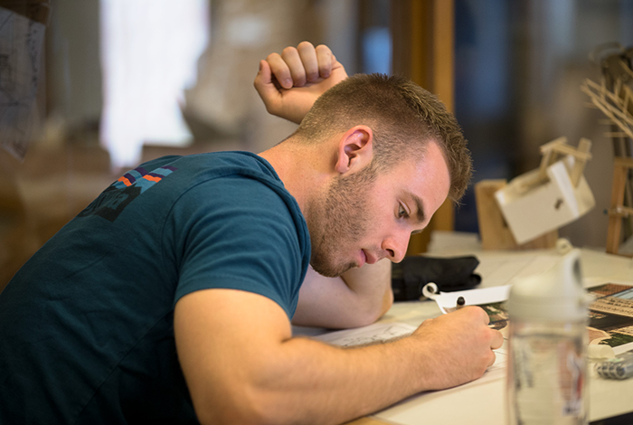 Student working on project