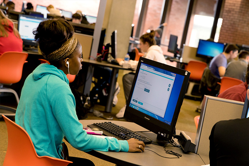 Student at computer