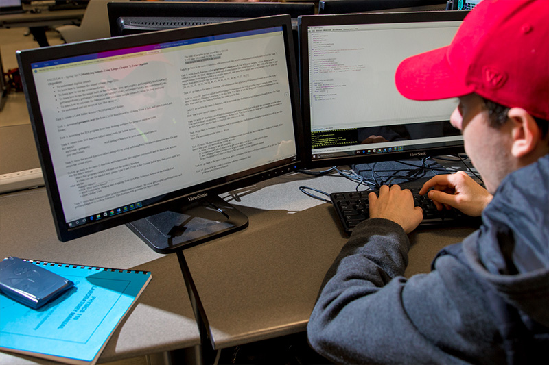 Student working at computer