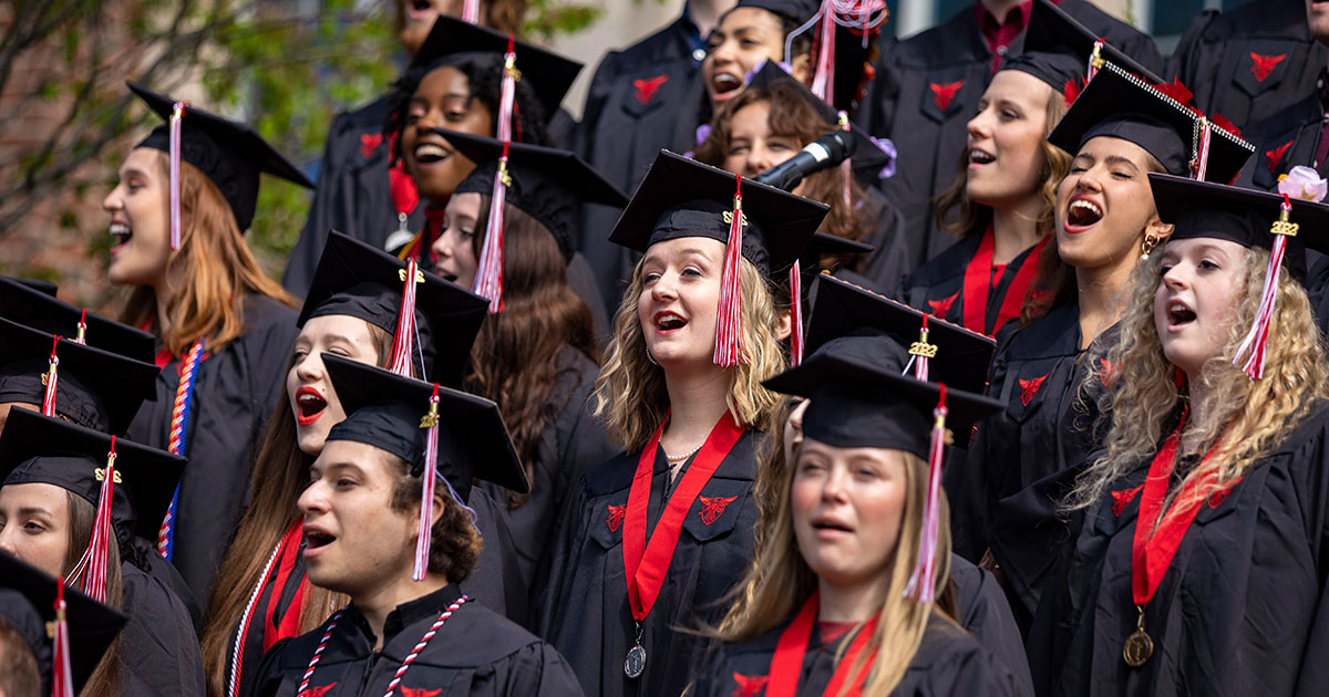 Choir singing - Ball State University Spring 2022 Commencement