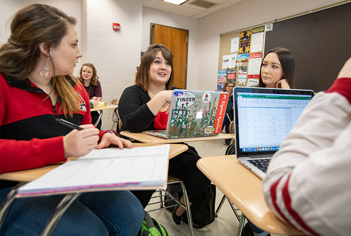Students working in class
