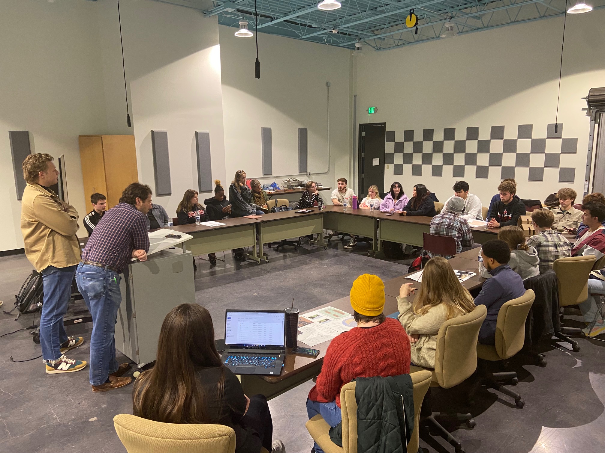 (Photo by Farmhouse Creative) Nate Howard (Director of the MLB) and Jeb Reece (Land Bank Manager at Intend Indiana) co-teach a BSU Neighborhood Studio course! 