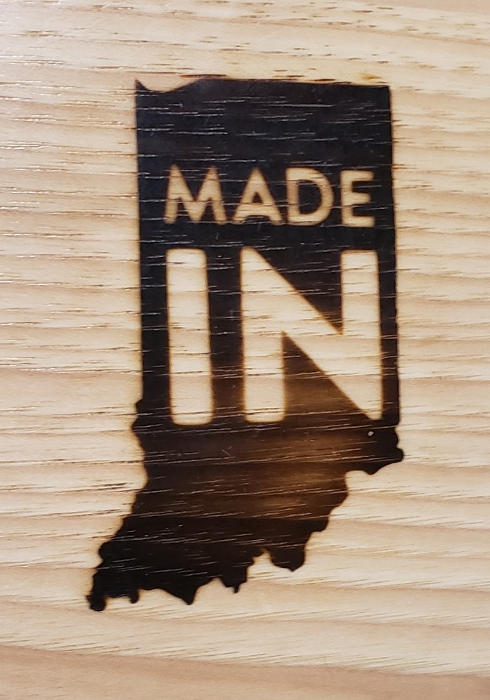 Made in Indiana wood burned into wood table top