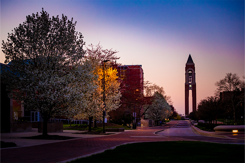 bell tower mckinley avenue at sunset