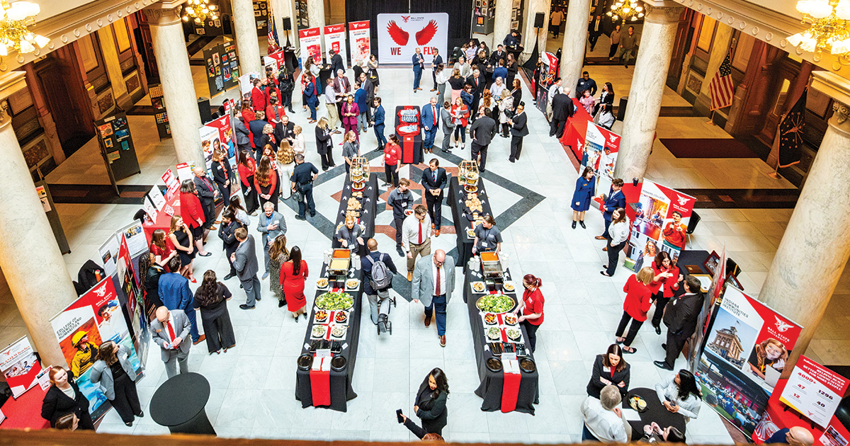 Ball State booths set up at the Statehouse