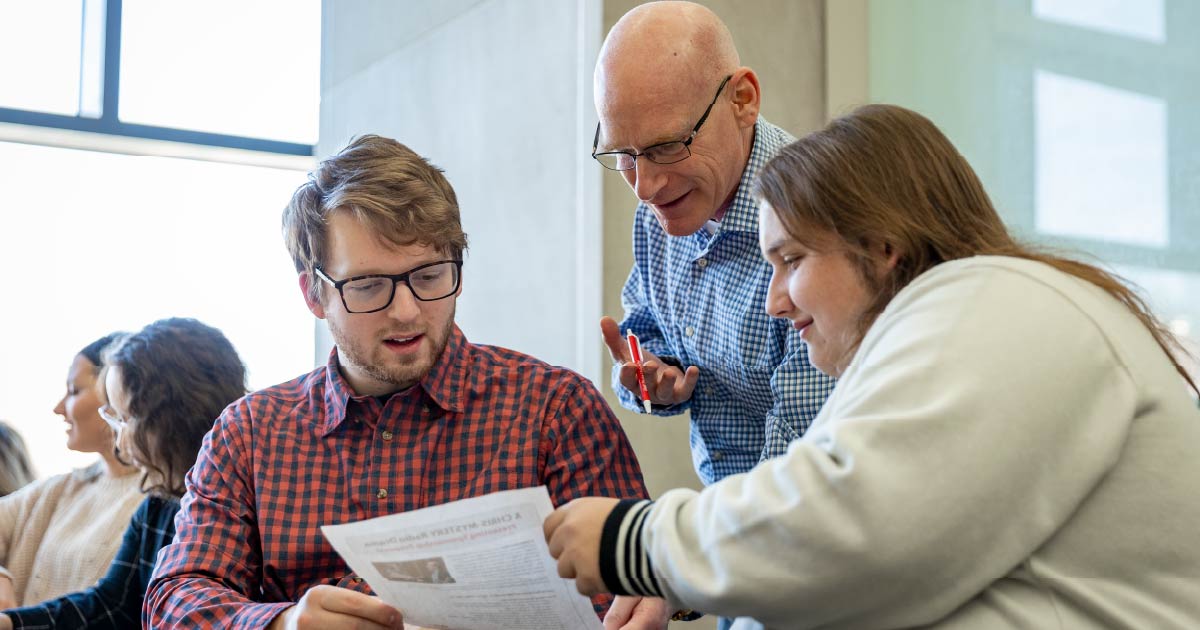 Ball State graduate students collaborating with faculty.