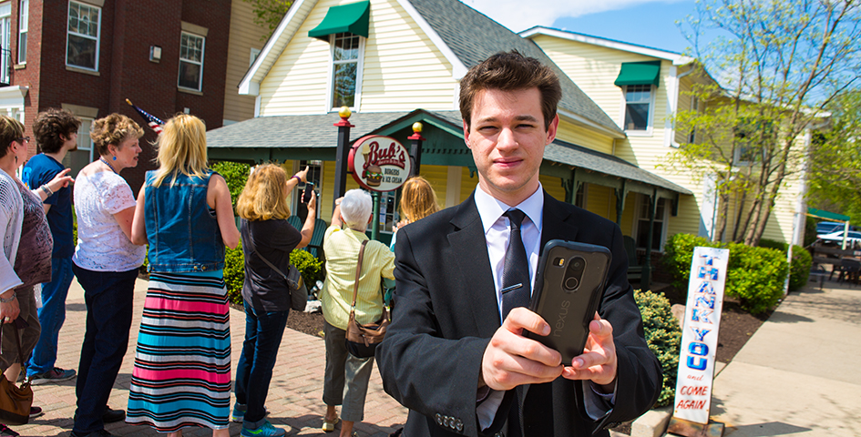 student testing mobile app in Carmel