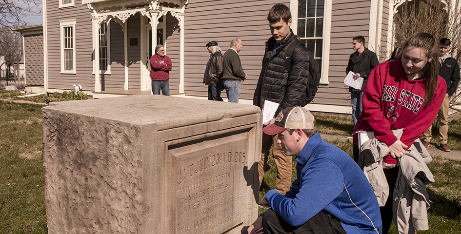 students at historical home