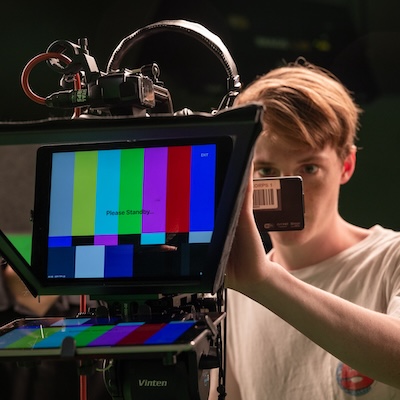 Digital Corps student using a video camera