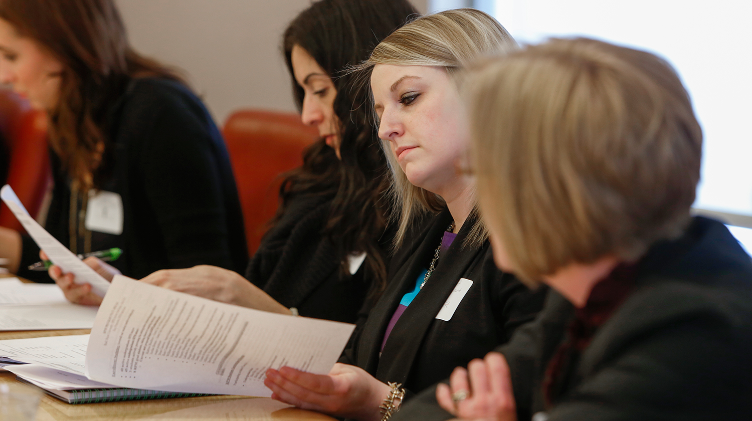 Business woman reviewing a report