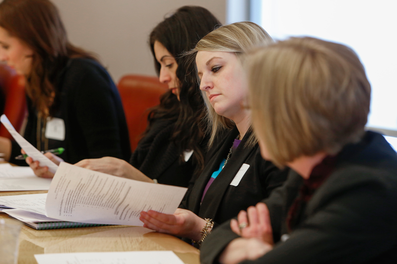 Business woman reviewing a report