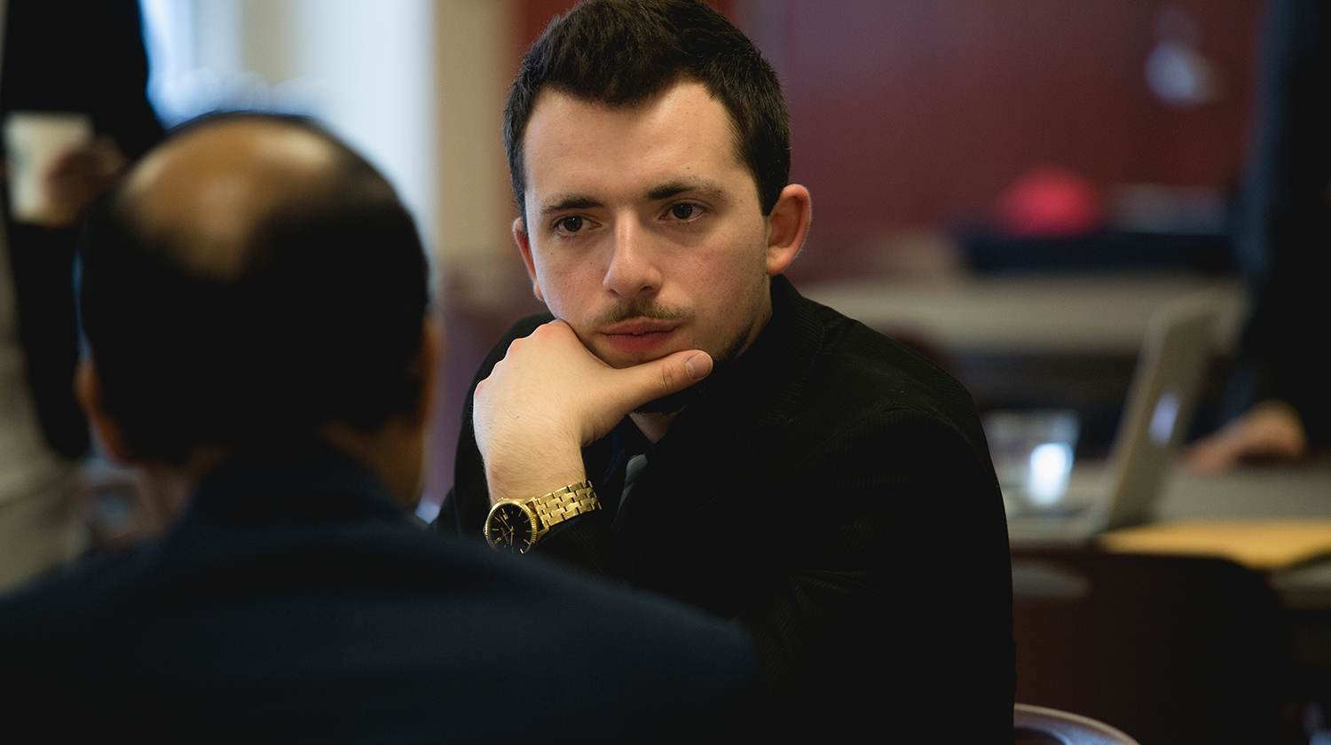 business student listening