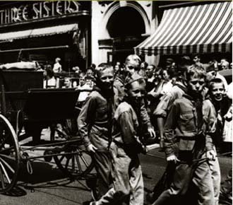 Boy scouts in front of Three Sisters
