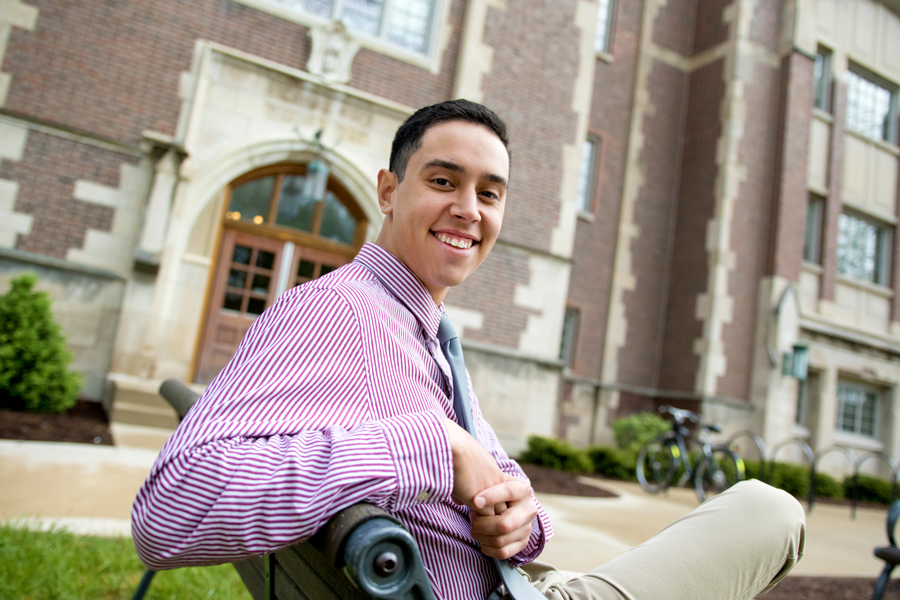 Spanish student smiling at camera