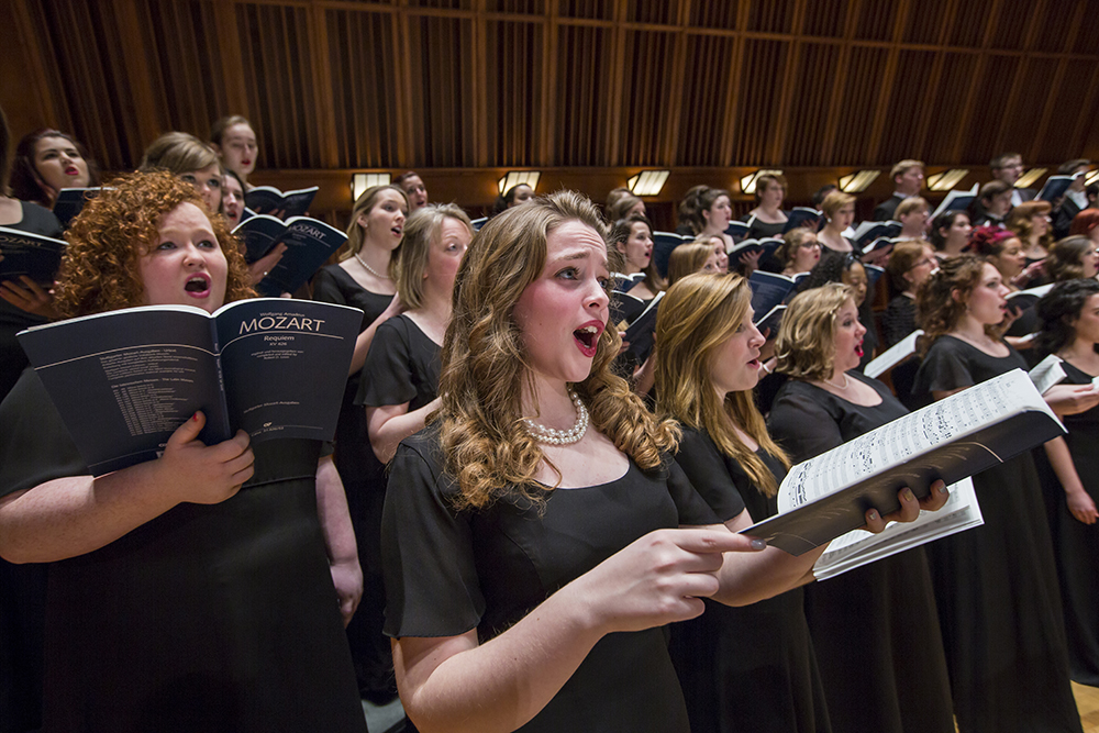 choir ensemble performs on stage