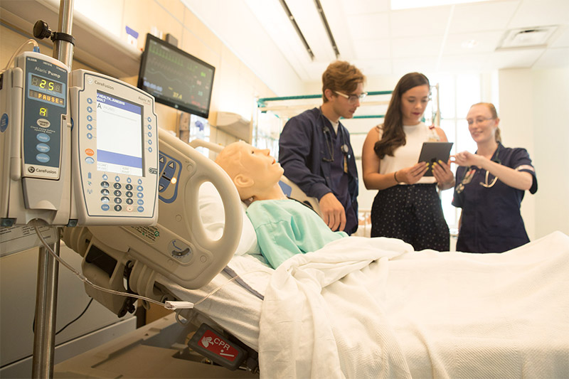 Nursing students learn in a state-of-the-art laboratory
