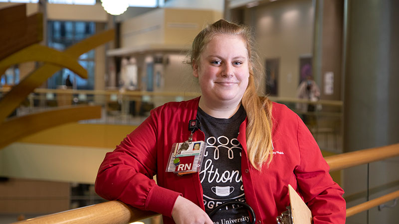 Sabrina Manahan prepares for her shift as an ICU nurse