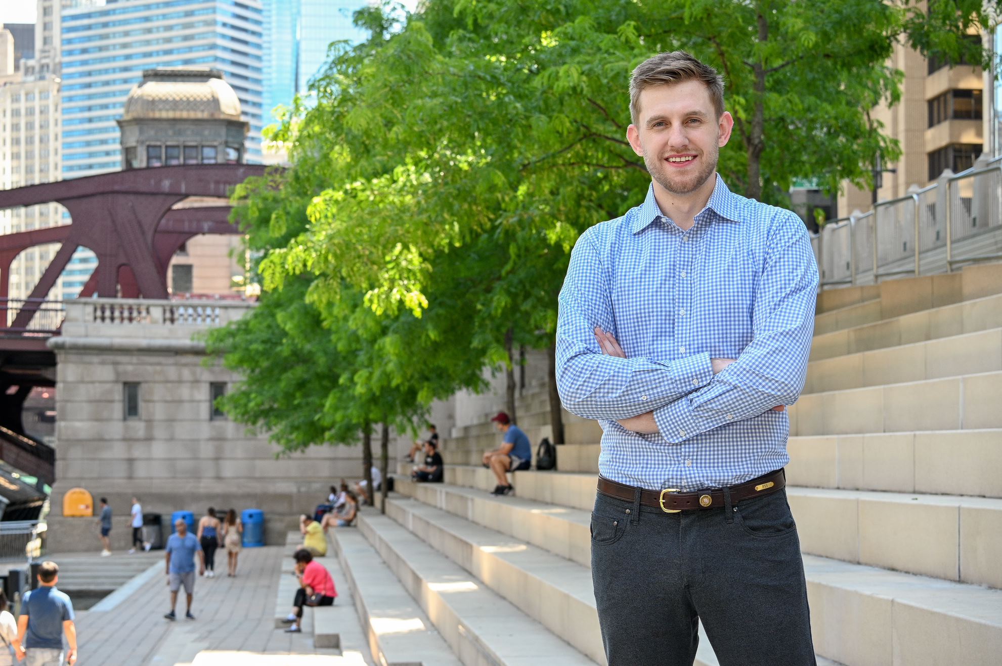 Parker Swartz on the stairs