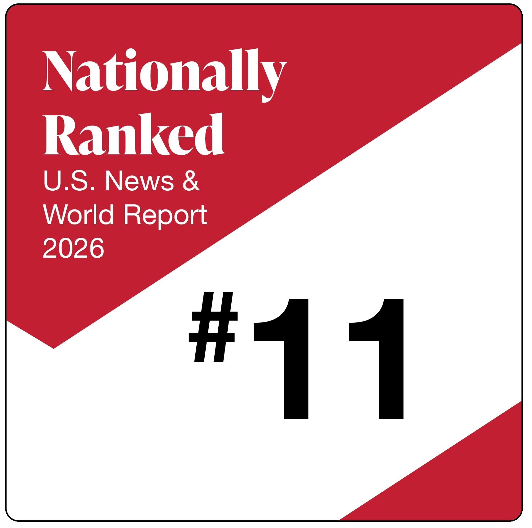 Nationally Ranked U.S. News & World Report - 2026 - #11
