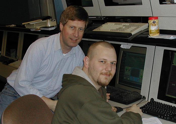 A team of two working on an experiment