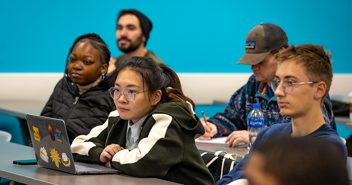 Ball State students in a classroom. 