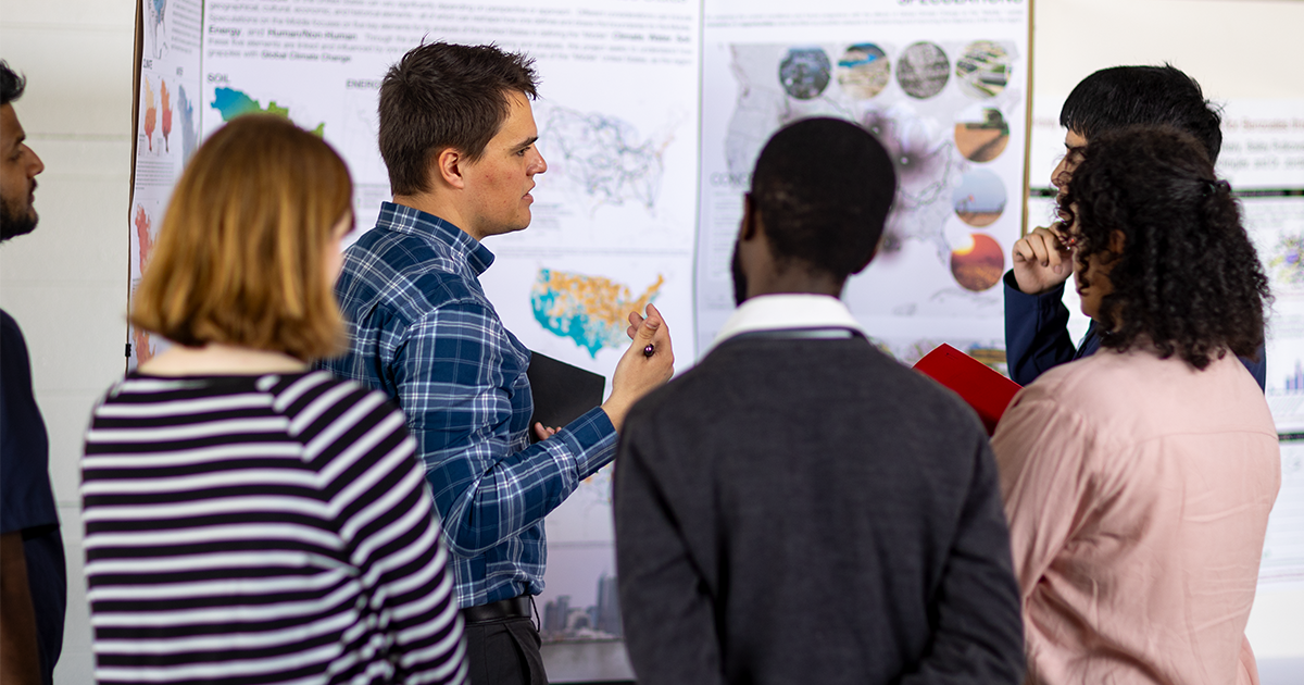 Ball State student presents a presentation to a group 