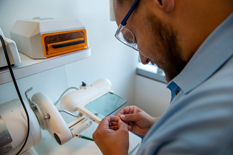 A hearing aid is being made