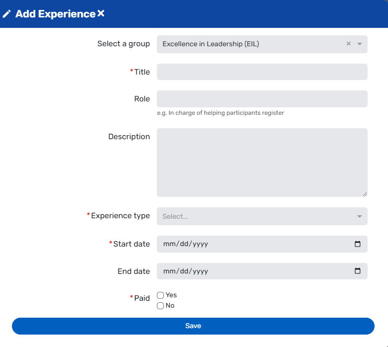 Ball State University My Experience Journal Add Experience