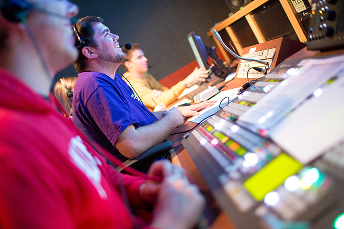 Students working in a control room
