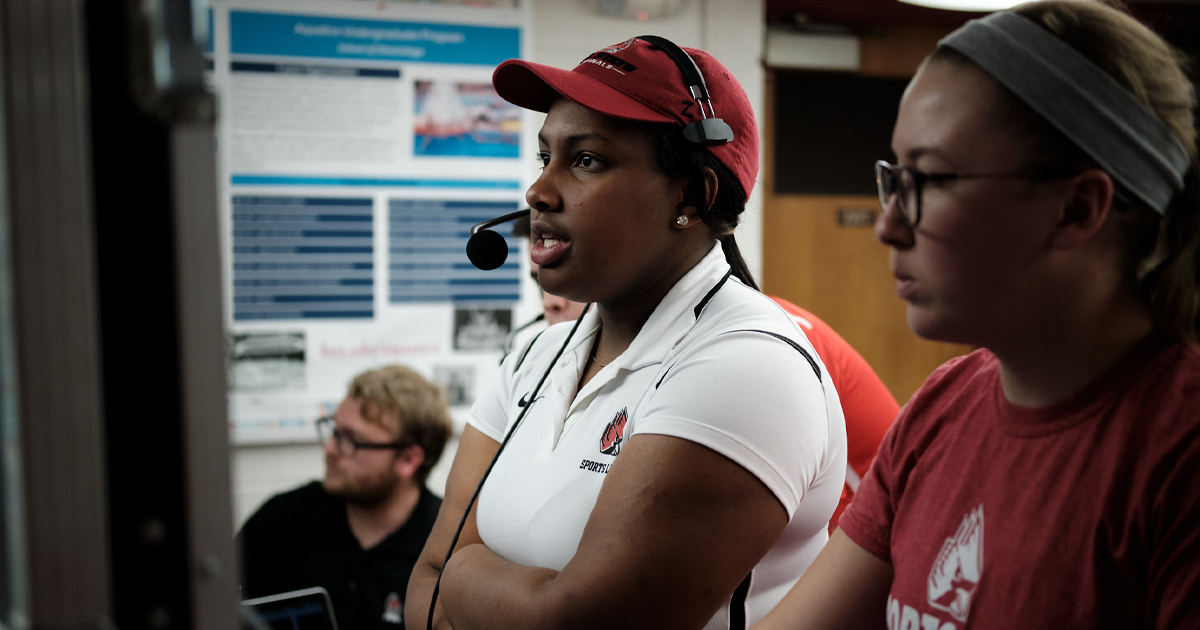 Student wearing headset