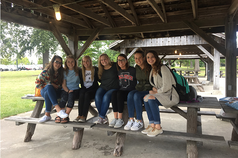 Student organization group at picnic. 