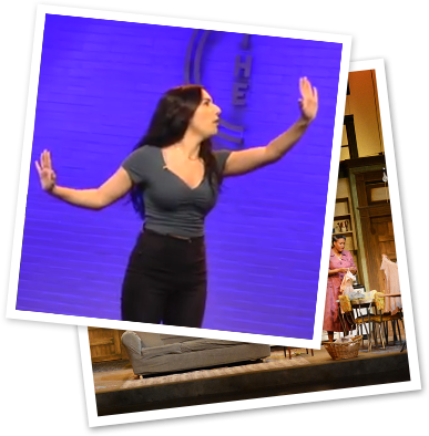 Polaroid of theatre students singing on stage