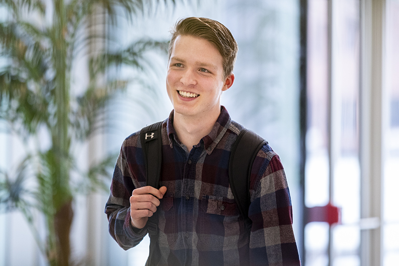Gabe Cochard in the Health Professions Building