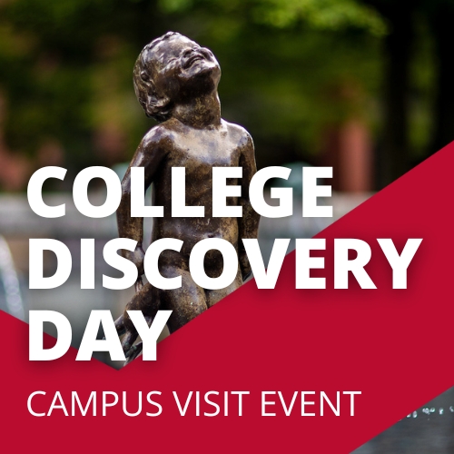 A picture of Frog Baby with text reading "College Discovery Day, Campus Visit Event."