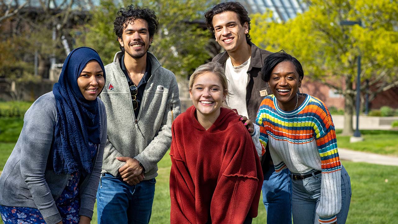 Students in front of CAP building