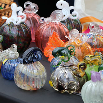 glass pumpkins and other glass art