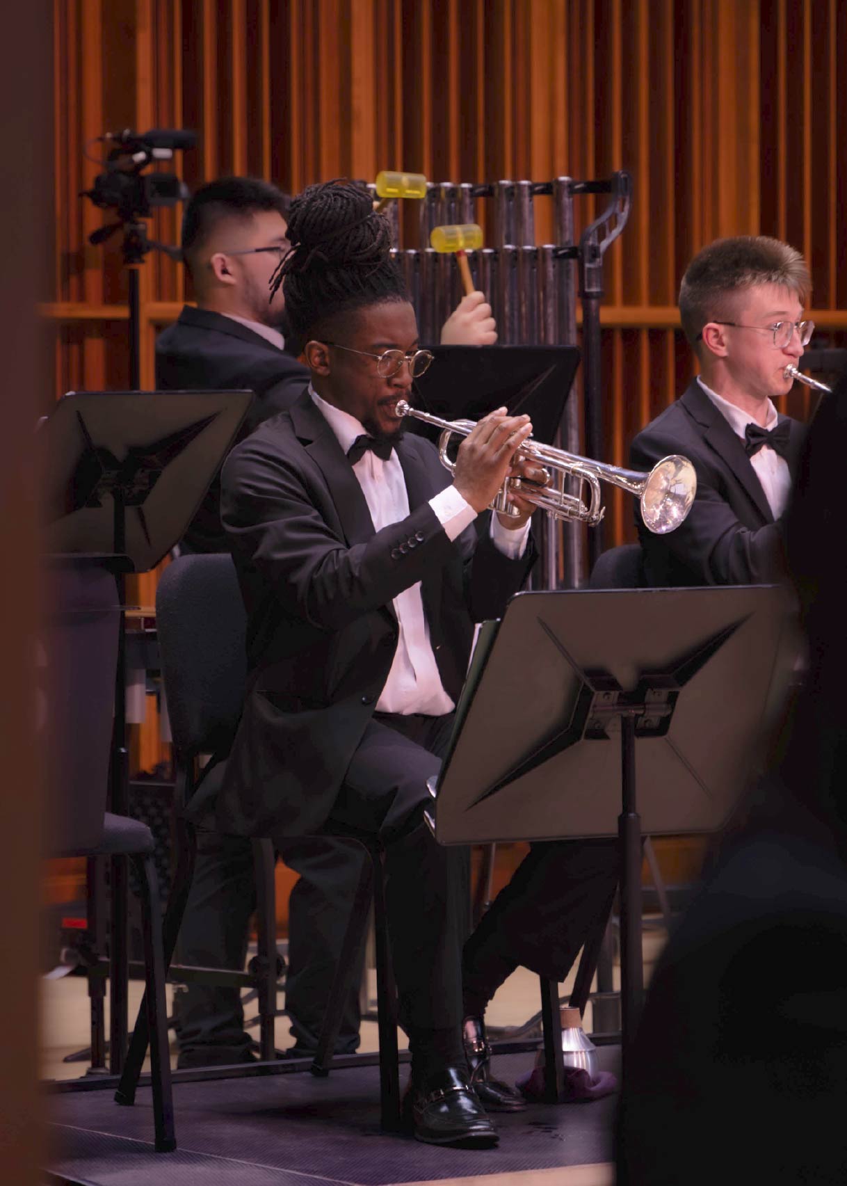 Ball State students perform in the School of Music's Wind Ensemble and bands with various wind instruments