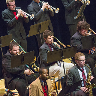 Jazz musicians on stage performing