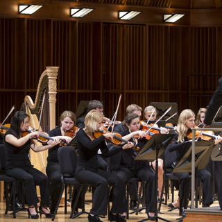 Violinists of the Ball State Symphony Orchestra