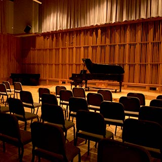 Hahn Recital Hall with piano