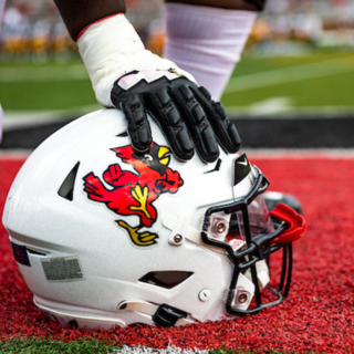 Ball State football helmet on the field