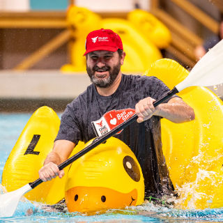 Participant of dash and splash racing in the water