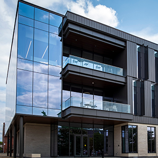 Glass and stone three story building