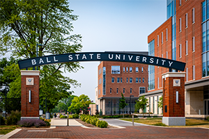 The Alderdice Gates, located on West Ashland Avenue between the McKinley Parking Garage and the Foundational Sciences Building.