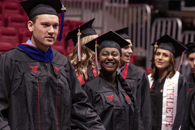 graduates gathering before Fall Commencement 2019