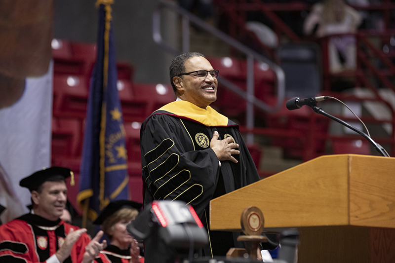 Dr. Freeman A. Hrabowski III speaking at Fall Commencement 2019