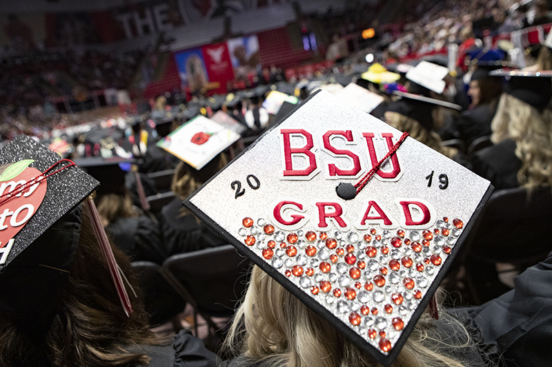 decorated graduation cap at Fall Commencement 2019